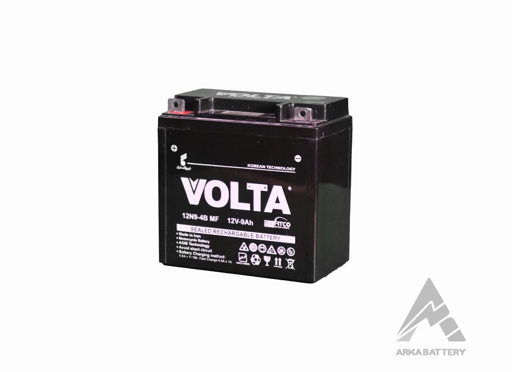9ah-volta خرید عمده باتری موتورسیکلت 9 آمپر 12 ولت بلند برند ولتا - تصویر 1